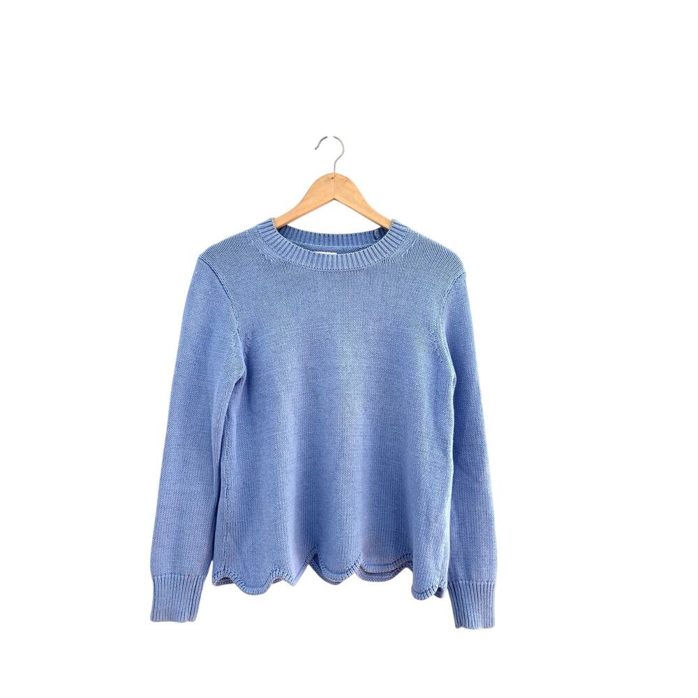 J. Crew Sky Blue Knit Scalloped Hem Sweater